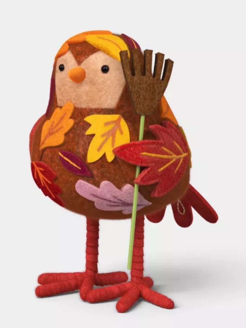 2026 Featherly Friends 'Raker' Halloween Harvest Raking Leaves Fabric Bird Decor